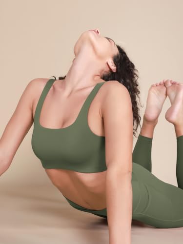 Image of ODODOS Square Neck Sports Bra for Women Wirefree Non Padded Yoga Tank Workout Crop Tops