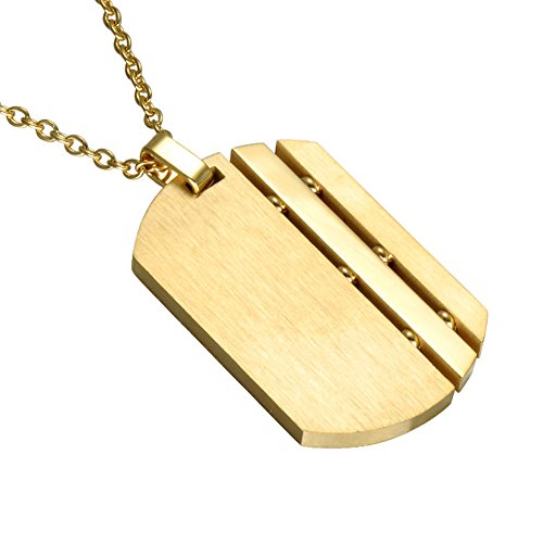 PAURO Homme Acier Inoxydable Mat Brossé Or Militaire Armée Chien Tag Pendentif Charme Collier