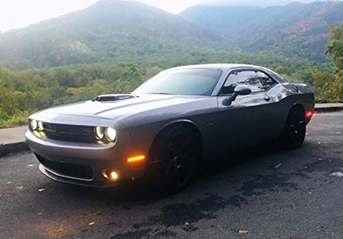 Ijdmtoy Smoked Lens Amber/Red Full Led Side Marker Light Kit Compatible With 2015-22 Dodge Challenger, Powered By Total 180-Smd Led, Replace Oem Sidemarker Lamps #TOP7