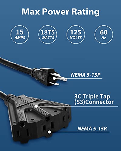 Cecarol Extension Cord Reel 12Awg/3C Sjtow 65Ft Retractable Cord With Triple Tap thumb #2