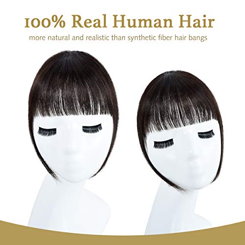 EFA2Z Prendedor de cabelo com franja, extensões de cabelo humano com franja, franja com têmporas par