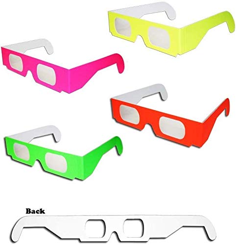 Akiimy 100 Packs 3D Fireworks Glasss Firworks 3D Paper Glasses Rainbow Diffraction 3D Glasses - Folded & Sleeved #TOP5