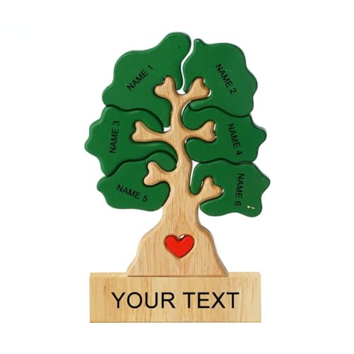 Puzzle personnalisé en bois avec 6 prénoms, idée de cadeau personnalisable pour toute la famille