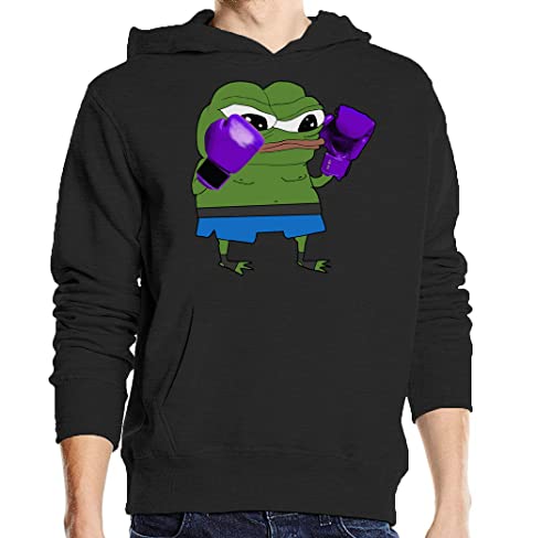Sweat à capuche Boxer Pepe The Fighter Frog coton noir confortable