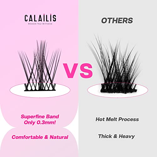 Image of CALAILIS Individual Lashes, DIY Eyelash Extensions, Super Thin Glue-based Band, Natural Look Reusable, 11 /13 /15 /15 mm,Lasting for 48 Hours Individual DIY Eyelashes(LR02)
