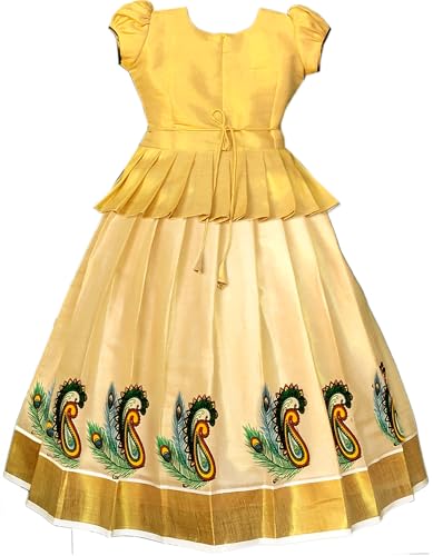 Image of Girl's Silk Readymade Traditional Lehenga Choli with-KERALP PATTU 4 colour