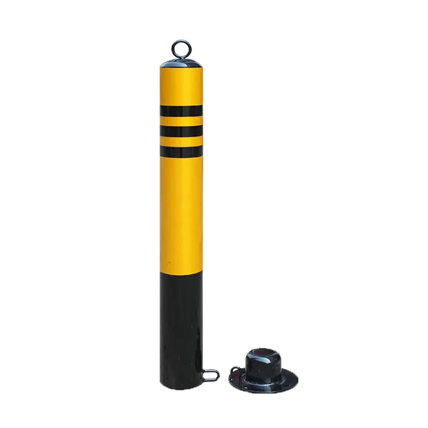 DUANHOZ Parking Posts For Driveways,Steel Lockable Parking Bollards - Yellow and Black Driveway Security Barriers for Car Parks - Heavy Duty Parking Post Vehicle Post Bollards fo