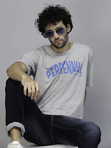 Image of Rigo Back Printed Half Sleeves Round Neck Oversized T-Shirt for Men | Drop Shoulder T-Shirt for Men | Loose Baggy Fit T-Shirt for Men