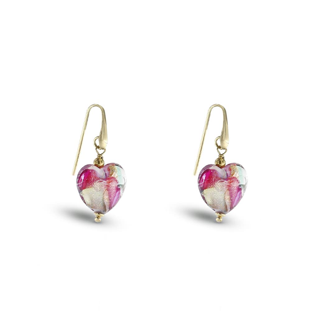 Venetiaurum - Orecchini con Pendenti a Cuore in Vetro originale di Murano e Argento 925 - Gioiello made in Italy certificato