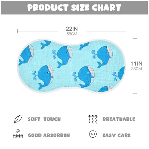 Cartoon Cute Whale Baby Burp Cloths Cotton Washcloths Absorbent Soft Burping Rags for Baby Girl Boys Muslin Burp Cloths 2 Pack4