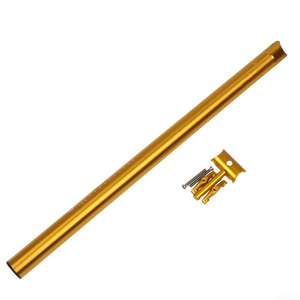Folding Bike Seatpost, 33.9x600mm Alumi-nium Alloy Seat Post for Brompton Mountain Bike Lightweight Sturdy Cycling Comp1nt(gold)