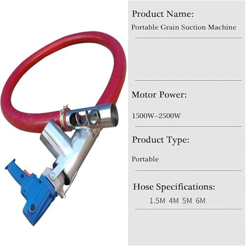 Portable Grain Suction Machine, 4m Suction Screw Conveyor for Cement, Fertilizer & Small Particles - Compact Household Grain Pump with Hose Options (1.5/4/5/6m)