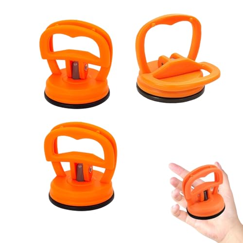 3 extractores de abolladuras para coche, con ventosa fuerte, ventosa para reparación de abolladuras en coche, vidrio y azulejos (naranja)