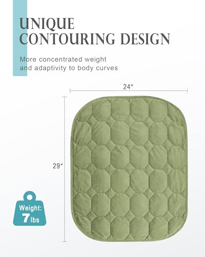 Image of Cottonblue Weighted Lap Blanket Pad 7 lbs 29 inch x 24 inch, Cozy Luxury Crystal Velvet Weighted Blanket for Adults, Small Weighted Blanket Throw All Season for Travel Relaxation Sleeping, Avocado Green
