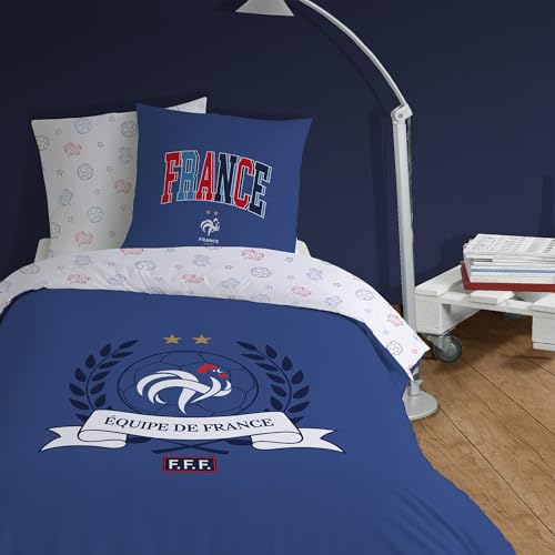 OMYDREAM FFF Campus Parure de lit Enfant | Chambre Enfant |100% Coton | Oeko-TEX | Housse de Couette 140x200cm + 1 Taie d'oreiller 63x63cm | Imprimé...