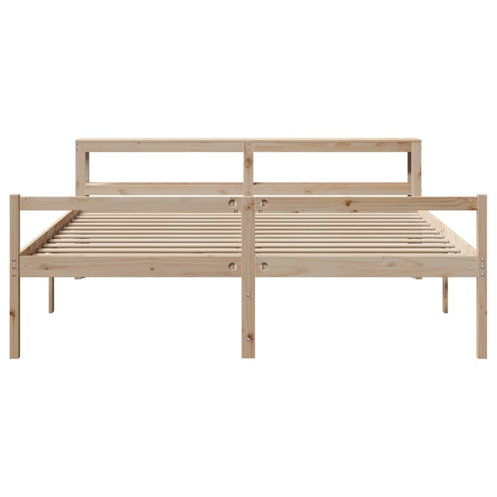Massivholz Kiefer seniorengerecht 200x200 cm Braun | Massivholz Kiefer Seniorenbett 200x200 cm mit Kopfteil und Stauraum für Seniorengerecht Wohnen