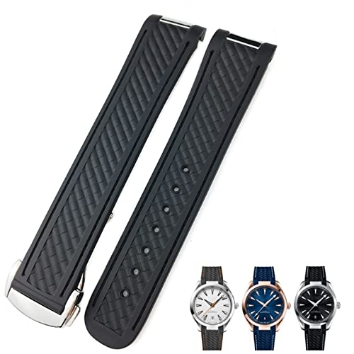 Bracelet montre caoutchouc 20mm incurvé pour Omega Seamaster 300 silicone