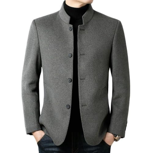 Blazer en laine haut de gamme col montant double face et coupe ajustée slim