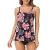 FLYILY Damen Mesh Badeanzug Zweiteilig Badeanzüge Elegantes Sportlich Tankini Set Bikini Bademode Plus Size