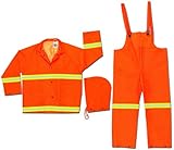 MCR Safety 2013RM Luminator PVC/Polyester 3-Piece Suit with Reflective Material Tape, Fluorescent Orange, Medium