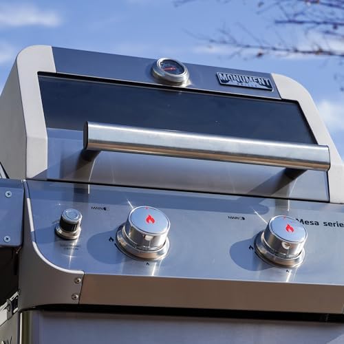 Monument Grills 2-Burner Stainless Steel Liquid Propane Gas Grill, Two Foldable Shelves Patio Garden Barbecue Grill with Clearview Lid, Knob Control Mesa200S - Thumbnail 3