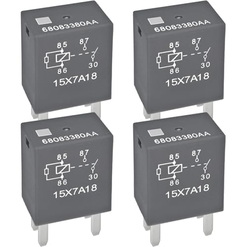 Relay 68083380AA (Set of 4) 12VDC 35A, 4 Pins SPST Automotive Power Relay Compatible with 12088567