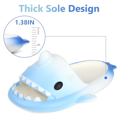 Image of Kids Shark Cloud Slides | Toddler Boys Girls Shower Slippers | Boys Girls Cute Cartoon Fish Flip Flops | Beach Pool Home Sandals | Quick Dry Non-Slip