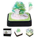 3Dカレンダー2025、クリエイティブデスクタイムピースカレンダー、3Dメモパッドカレンダー2025、LEDライト付き卓上カレンダー、アートカレンダー彫刻、DIYペーパー彫刻アート付箋デスクトップデコレーションギフト(グリーン)