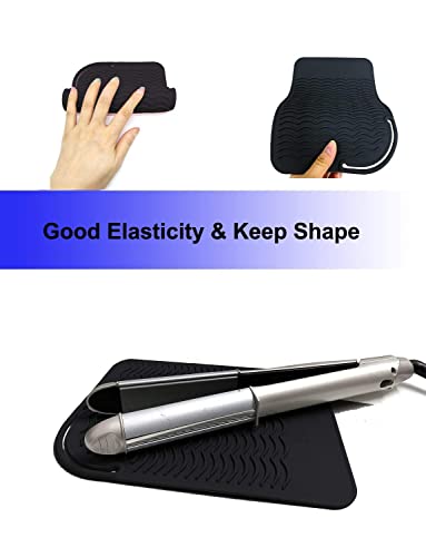 Image of Heat Resistant Mat for Curling Iron, Flat Irons and Hair Straightener Hair Styling Tools 9 inch x 6.5 inch, Food Grade Silicone, Black
