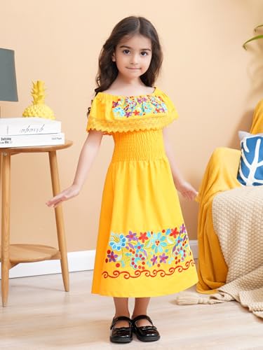 Image of Mexican Dress for Girls Traditional Vestidos Mexicanos Cinco de Mayo Embroidered Dresser Toddler Kids
