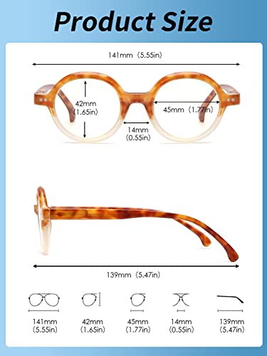 Jm 4 Pack Round Reading Glasses, Blue Light Blocking Computer Reader For Women Men, Spring Hinge +1.5 #TOP5