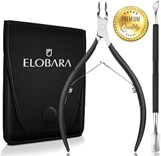 Cuticle Nipper with Cuticle Pusher, Cuticle Trimmer Cuticle Remover Professional Stainless Steel Cuticle Cutter Clipper Durable Pedicure Manicure Tools for Fingernails and Toenails (Black)