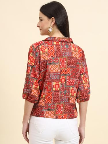 Image of Women's Cotton Blend Printed Combo (Pack of 2) Shirts - 3 /4 Sleeves V Collar Neck
