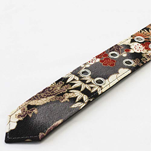 Double Pin Buckle Japanese Chirimen Belt Unisex (Black Dragon)3