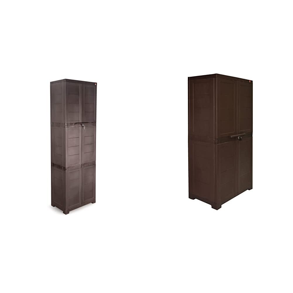 Cello Novelty Large Plastic Cupboard with Lock(Ice Brown) & Cello