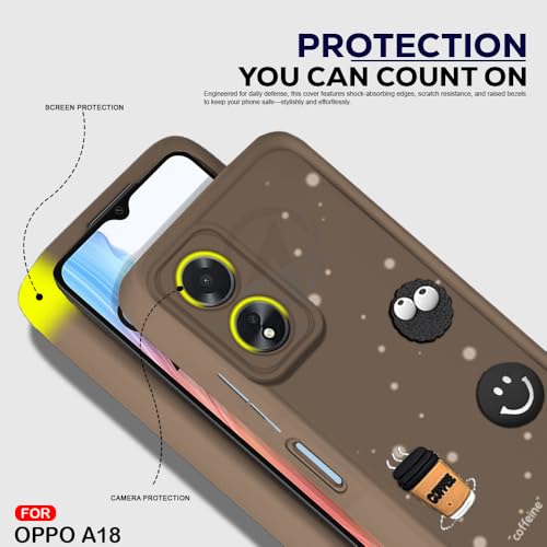 Image of AESTMO Back Case Cover for Oppo A18 / A38 Cover | Cute Fun Cartoon 3D Ball | Coffee Silicone Case | Full Body Protection | Camera Protection Back Cover for Oppo A18 / A38 (Brown)