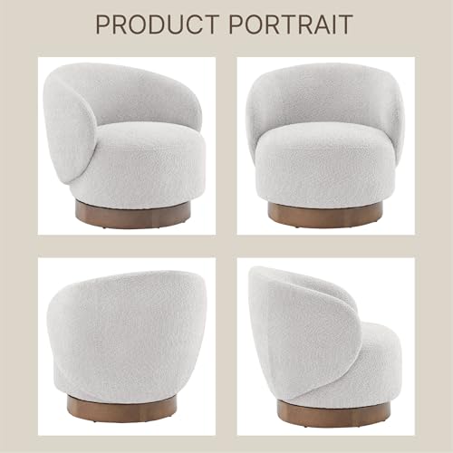 Image of KISLOT Swivel Accent Chair Round Barrel Armchair Upholstered Performance Fabric for Living Room Bedroom Waitingroom,1 Box,Light Grey