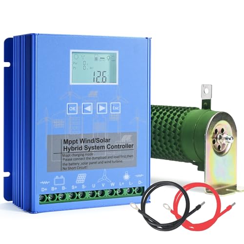 Wind Solar Hybrid Charge Controller, 1400W Wind and Solar Charge Controller, Auto 12V/24V Battery...