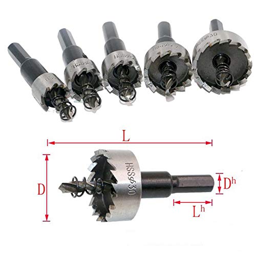 Set de 5 brocas de acero rápido HSS, 16 a 30 mm miniatura 2