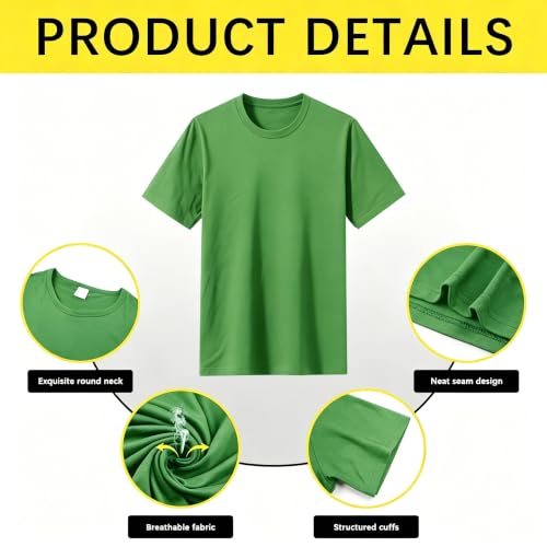 Image of ORJ 2 Pack Men t Shirts Crew Neck Short Sleeve Men's Undershirt Plain Polyester tee Bulk Stretch Soft Tees
