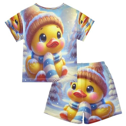 Duck Snow Winter Pajama Set Short Sleeve Summer Pajamas Sleepwear Nightwear Set Cotton 5Y2