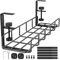 Vassoio Portacavi Sotto Scrivania - Organizzatore Cavi Per Scrivania Con Clip E Fascette, Nero - Foto 7