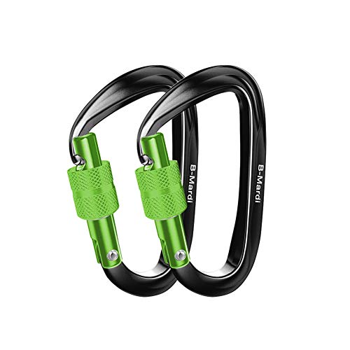 B-Mardi Ultra Sturdy Locking Carabiner Clips,2 Pack,Certified 12KN (2697 lbs) Heavy Duty Caribeaners