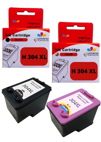 universo cartuccia® 304XL remanufacturado Negro y Tricromía, pack de 2 cartuchos de repuesto con impresoras HP DeskJet 2620, 2630, 3720, 3730, 3750 y 3760, HP ENVY 5010, 5020 y 5030