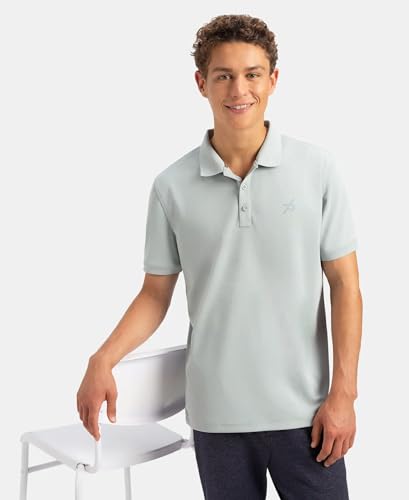 Image of Jockey AM38 Men Microfiber Fabric Solid Half Sleeve Polo T-Shirt with StayDry & StayFresh Technology