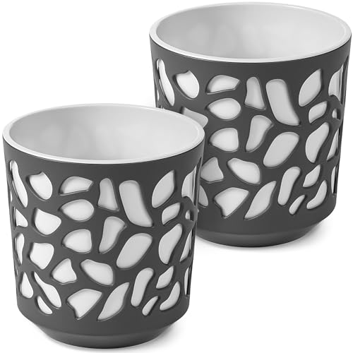 KONZEPT Blumentopf mit Einsatz (Ø 19 cm, Set 2 STK.) – großer Übertopf aus robustem Kunststoff, UV-beständig, für Innen- & Außenbereich