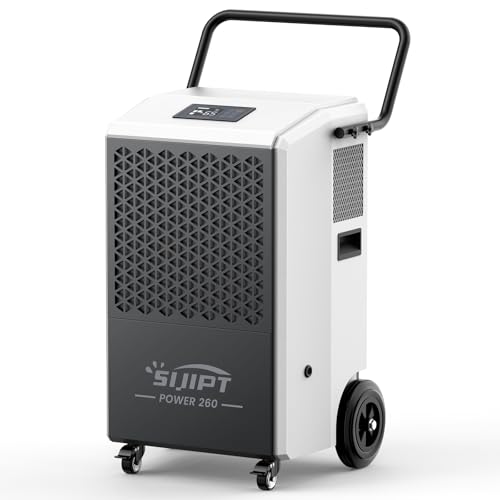 Commercial Dehumidifier with Pump, 260 Pints Industrial Dehumidifier for Basements, Industrial or Commercial Spaces, and Flood Restoration up to 8,500 Sq Ft with Auto Defrost