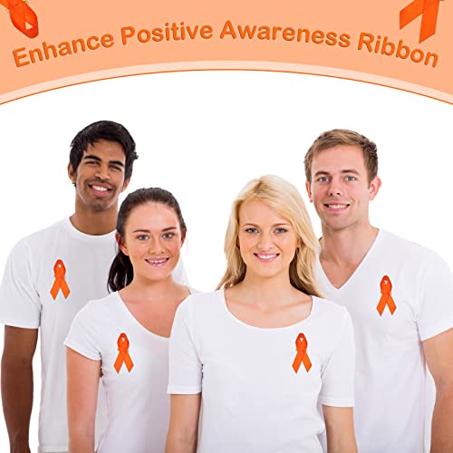 Image of 300 Pieces Orange Ribbon Satin Awareness Pins Leukemia Lymphoma Cerebral Cancer Awareness Pins Orange Brooch with Safety Brooch(300 Pieces)