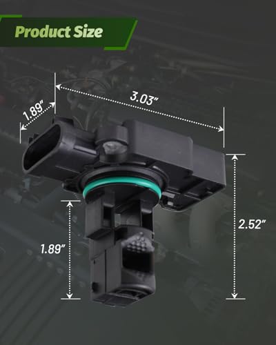 Image of Mass Air Flow Sensor MAF Replacement Fit for Chevrolet Silverado 1500, Tahoe, Suburban, GMC Sierra 1500, Yukon, Cadillac Escalade 5.3L 6.2L V8 - Replaces 23256991, 5-Pins