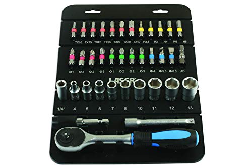 Laser 7310 Socket & Bit Set 1/4"D 37pc, 1/4 inches